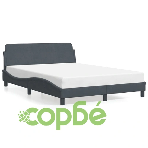 Рамка за легло без матрак, тъмносива, 140x190 см, кадифе ➤ топ цена ➤ sorbe.bg