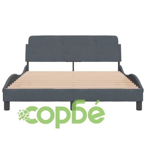 Рамка за легло без матрак, тъмносива, 140x190 см, кадифе ➤ топ цена ➤ sorbe.bg