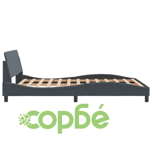 Рамка за легло без матрак, тъмносива, 140x190 см, кадифе ➤ топ цена ➤ sorbe.bg