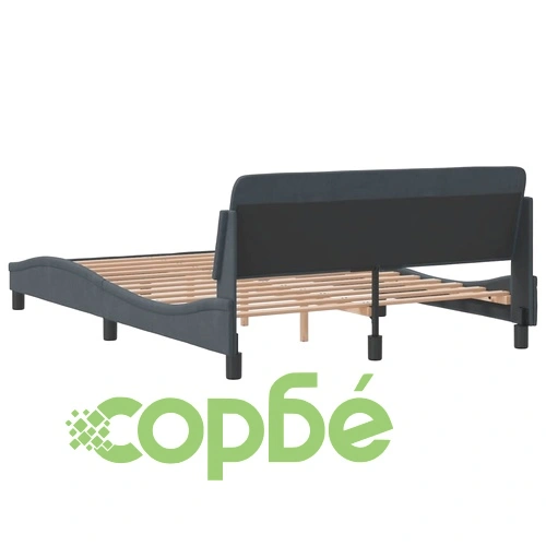 Рамка за легло без матрак, тъмносива, 140x190 см, кадифе ➤ топ цена ➤ sorbe.bg