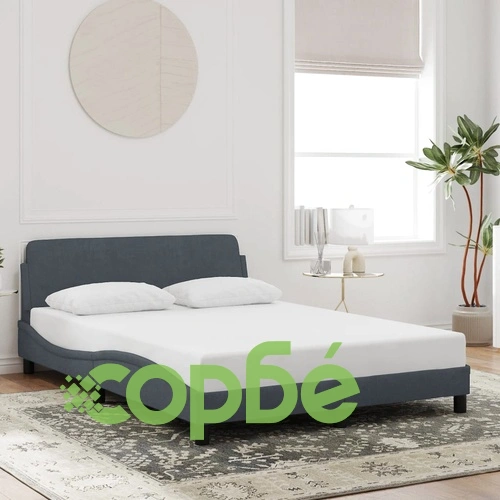 Рамка за легло без матрак, тъмносива, 140x190 см, кадифе ➤ топ цена ➤ sorbe.bg