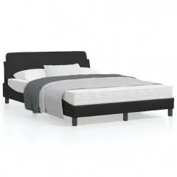 Рамка за легло с табла, черна, 140x190 см изкуствена кожа