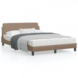 Рамка за легло с табла, капучино, 140x190 см, изкуствена кожа