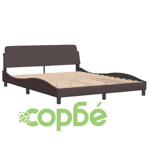 Рамка за легло без матрак, тъмнокафява, 160x200 см, плат ➤ топ цена ➤ sorbe.bg