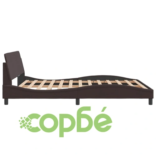 Рамка за легло без матрак, тъмнокафява, 160x200 см, плат ➤ топ цена ➤ sorbe.bg