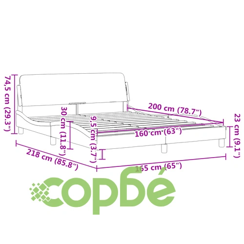 Рамка за легло без матрак, тъмнокафява, 160x200 см, плат ➤ топ цена ➤ sorbe.bg