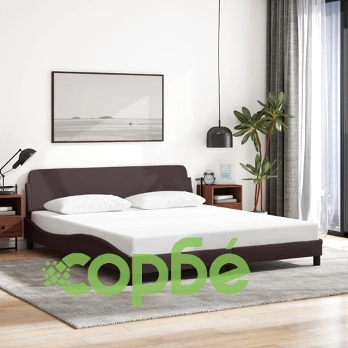Рамка за легло без матрак, тъмнокафява, 160x200 см, плат ➤ топ цена ➤ sorbe.bg