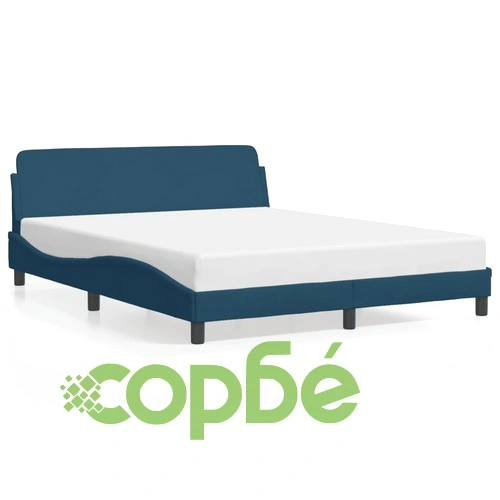 Рамка за легло с табла без матрак, синя, 160x200 см, плат ➤ топ цена ➤ sorbe.bg