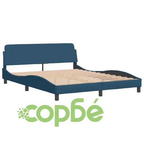 Рамка за легло с табла без матрак, синя, 160x200 см, плат ➤ топ цена ➤ sorbe.bg