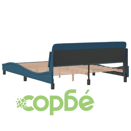 Рамка за легло с табла без матрак, синя, 160x200 см, плат ➤ топ цена ➤ sorbe.bg