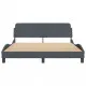 Рамка за легло с табла, тъмносива, 160x200 см, кадифе