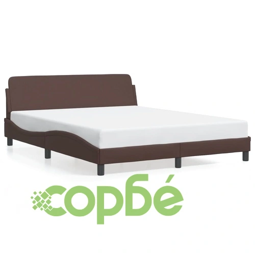 Рамка за легло с табла, кафява, 160x200 см, изкуствена кожа ➤ топ цена ➤ sorbe.bg