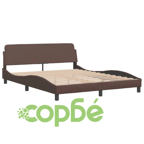 Рамка за легло с табла, кафява, 160x200 см, изкуствена кожа ➤ топ цена ➤ sorbe.bg