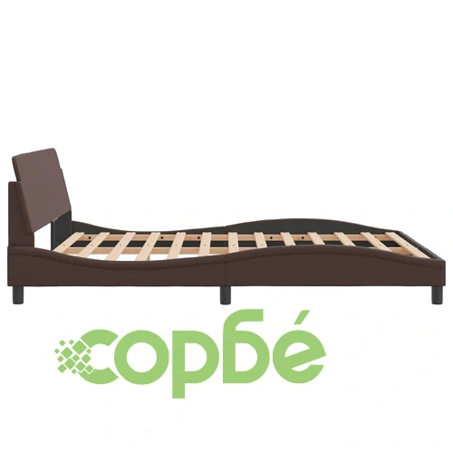 Рамка за легло с табла, кафява, 160x200 см, изкуствена кожа ➤ топ цена ➤ sorbe.bg