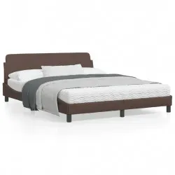 Рамка за легло с табла, кафява, 160x200 см, изкуствена кожа