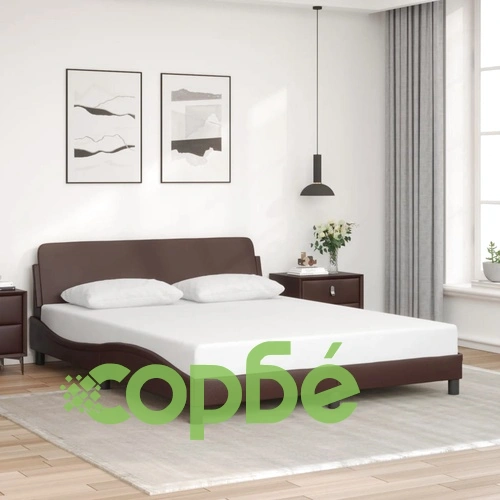 Рамка за легло с табла, кафява, 160x200 см, изкуствена кожа ➤ топ цена ➤ sorbe.bg
