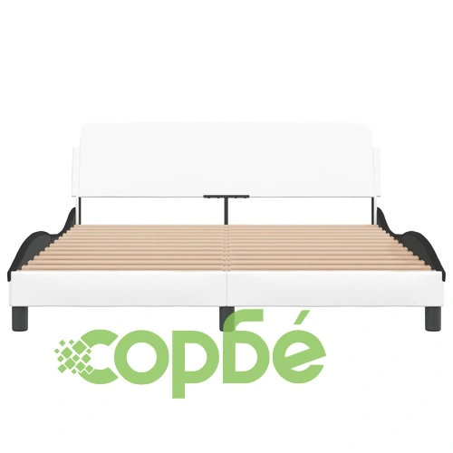 Рамка за легло с табла, бяла, черна, 160x200см, изкуствена кожа ➤ топ цена ➤ sorbe.bg