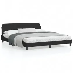 Рамка за легло с табла, черна, 180x200 см, кадифе