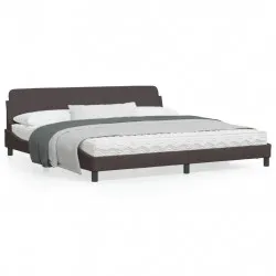 Рамка за легло с табла, тъмнокафява, 200x200 см, плат