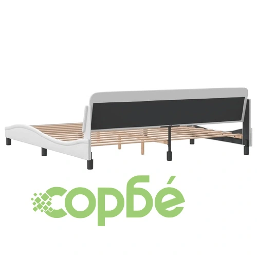 Рамка за легло с табла, бяла, 200x200 см, изкуствена кожа ➤ топ цена ➤ sorbe.bg