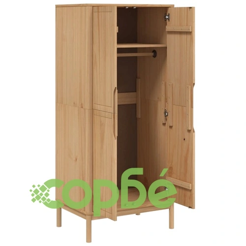 Гардероб FLORO, восъчнокафяв, 77x53x171 см, бор масив ➤ топ цена ➤ sorbe.bg