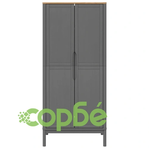 Гардероб FLORO, сив, 77x53x171 см, бор масив ➤ топ цена ➤ sorbe.bg