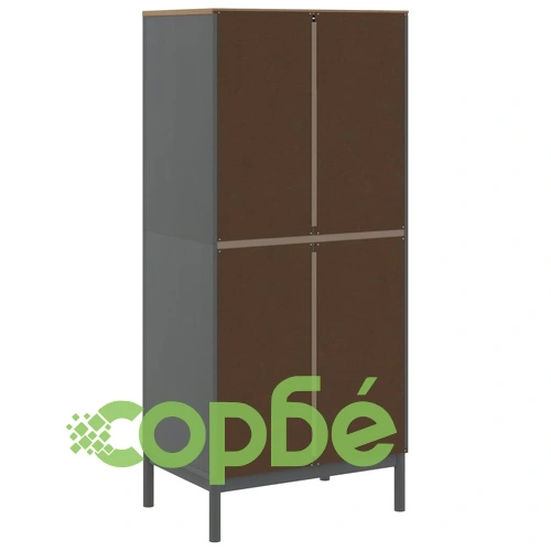 Гардероб FLORO, сив, 77x53x171 см, бор масив ➤ топ цена ➤ sorbe.bg