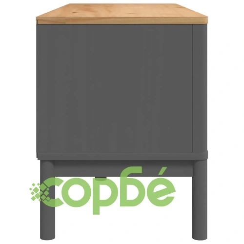 ТВ шкаф FLORO сив 114x43x55 см борово дърво масив ➤ топ цена ➤ sorbe.bg