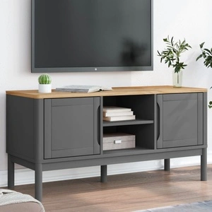 ТВ шкаф FLORO сив 114x43x55 см борово дърво масив
