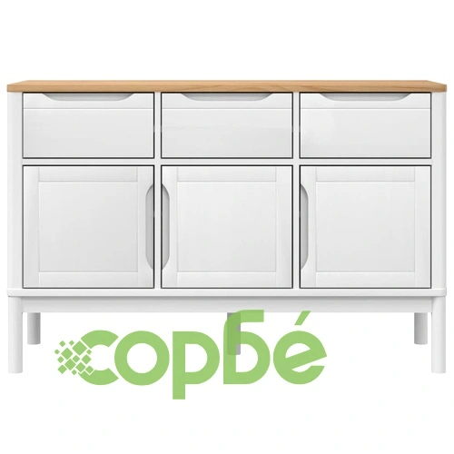 Сайдборд FLORO, бял, 114x43x74 см, борово дърво масив ➤ топ цена ➤ sorbe.bg