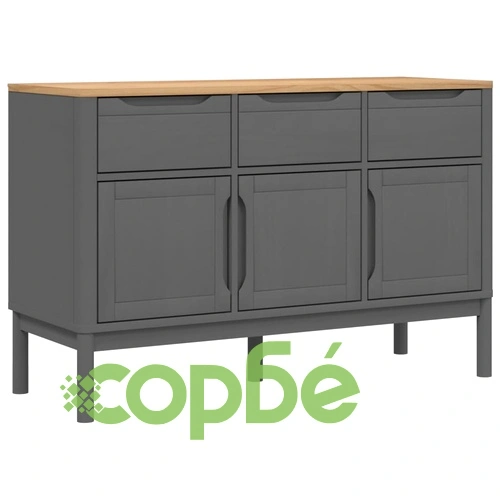 Сайдборд FLORO, сив, 114x43x74 см, борово дърво масив ➤ топ цена ➤ sorbe.bg