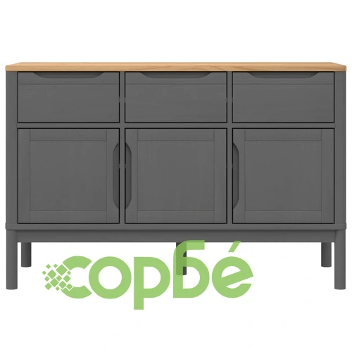 Сайдборд FLORO, сив, 114x43x74 см, борово дърво масив ➤ топ цена ➤ sorbe.bg