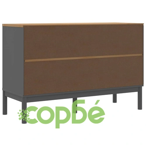 Сайдборд FLORO, сив, 114x43x74 см, борово дърво масив ➤ топ цена ➤ sorbe.bg