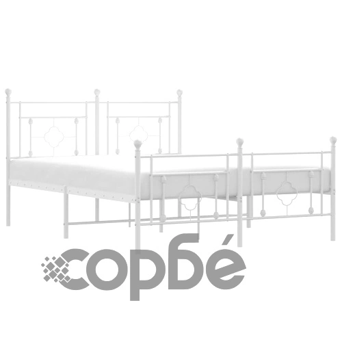 Метална рамка за легло с горна и долна табла, бяла, 135x190 см ➤ топ цена ➤ sorbe.bg