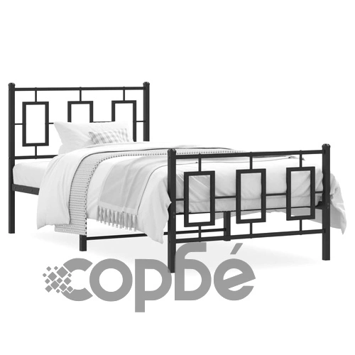 Метална рамка за легло с горна и долна табла, черна, 90x200 см ➤ топ цена ➤ sorbe.bg
