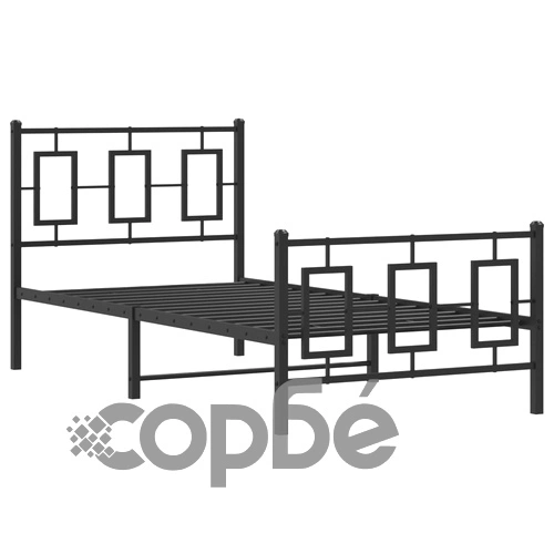 Метална рамка за легло с горна и долна табла, черна, 90x200 см ➤ топ цена ➤ sorbe.bg