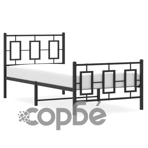Метална рамка за легло с горна и долна табла, черна, 90x200 см ➤ топ цена ➤ sorbe.bg