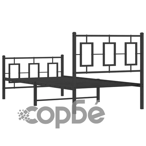 Метална рамка за легло с горна и долна табла, черна, 90x200 см ➤ топ цена ➤ sorbe.bg