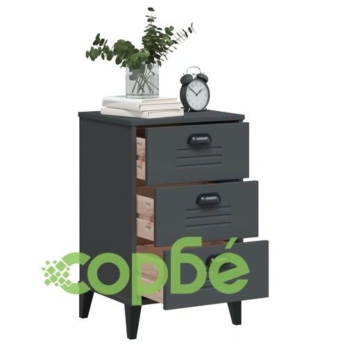Нощно шкафче VIKEN, антрацитно сиво, инженерно дърво ➤ топ цена ➤ sorbe.bg