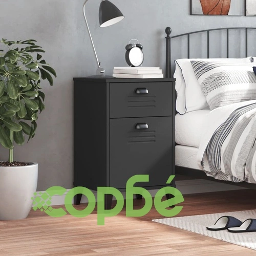 Нощно шкафче VIKEN, черно, инженерно дърво ➤ топ цена ➤ sorbe.bg