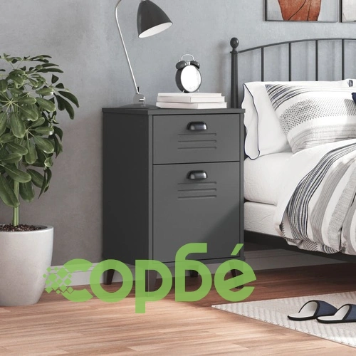 Нощно шкафче VIKEN, антрацитно сиво, инженерно дърво ➤ топ цена ➤ sorbe.bg