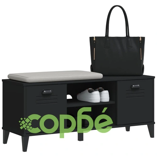 Пейка за обувки VIKEN, черна, 106x35x45 см, инженерно дърво ➤ топ цена ➤ sorbe.bg