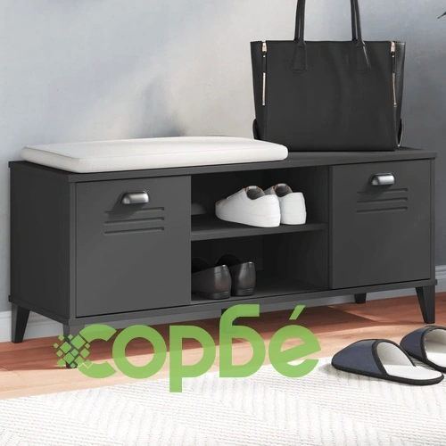 Пейка за обувки VIKEN, черна, 106x35x45 см, инженерно дърво ➤ топ цена ➤ sorbe.bg