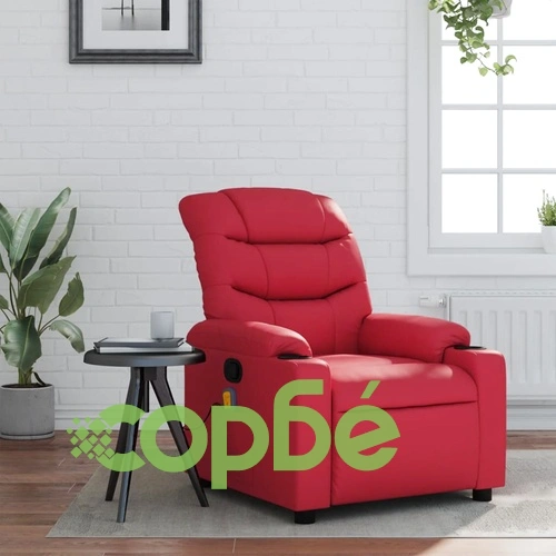 Масажен реклайнер стол, червен, изкуствена кожа ➤ топ цена ➤ sorbe.bg