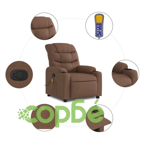 Масажен наклоняем стол, кафяв, текстил ➤ топ цена ➤ sorbe.bg