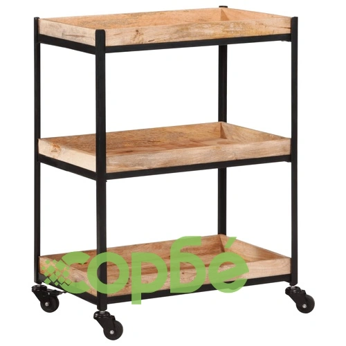 Кухненска количка 60x40x80 см масивно грубо мангово дърво ➤ топ цена ➤ sorbe.bg