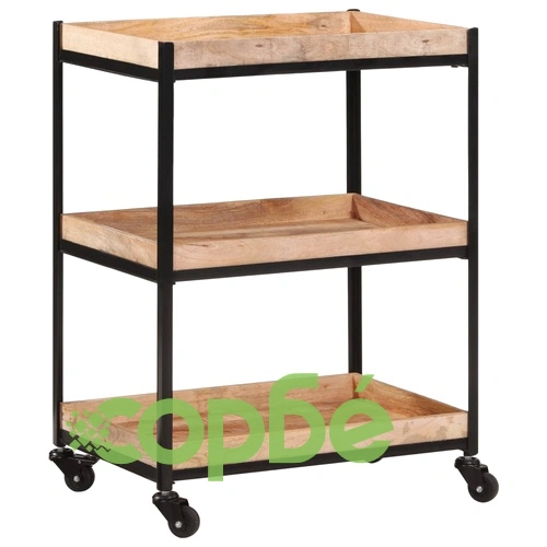 Кухненска количка 60x40x80 см масивно грубо мангово дърво ➤ топ цена ➤ sorbe.bg