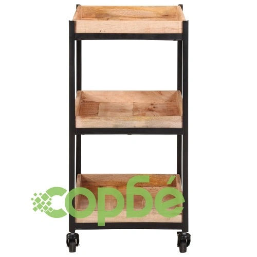 Кухненска количка 60x40x80 см масивно грубо мангово дърво ➤ топ цена ➤ sorbe.bg