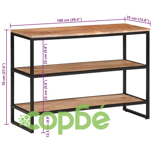 Конзолна маса, 100x35x70 см, грубо мангово дърво масив ➤ топ цена ➤ sorbe.bg