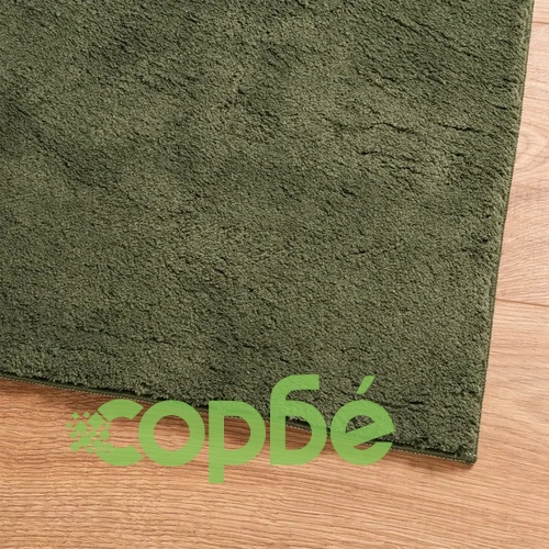 Килим HUARTE с къс косъм, мек и миещ се, горско зелен 200x200см ➤ топ цена ➤ sorbe.bg